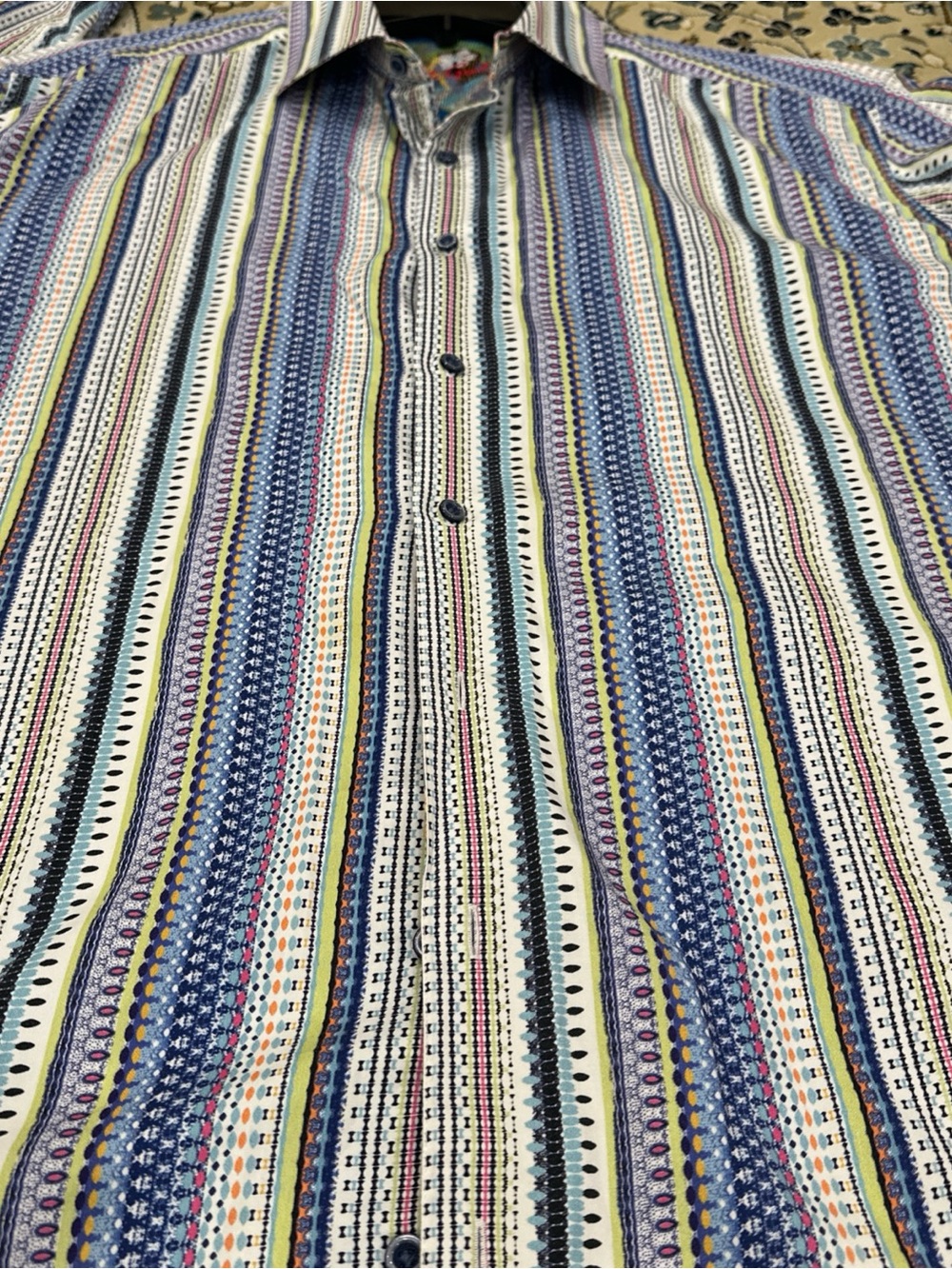 Robert Graham Shirt Long Sleeve Button Up Shirt Striped Skull Flip Cuff